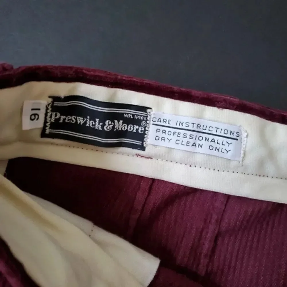 Preswick and Moore maroon corduroy pants